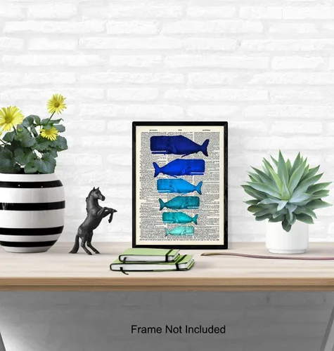 Vista 4 de Blue Whales - Impresión artística de diccionario sin marco, ideal para pescadores, hermosa decoración para el hogar, regalo asequible, listo