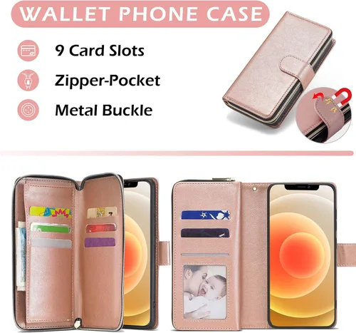 Vista 2 de Funda tipo cartera de cuero con 9 tarjetas para Samsung Galaxy S20 Series