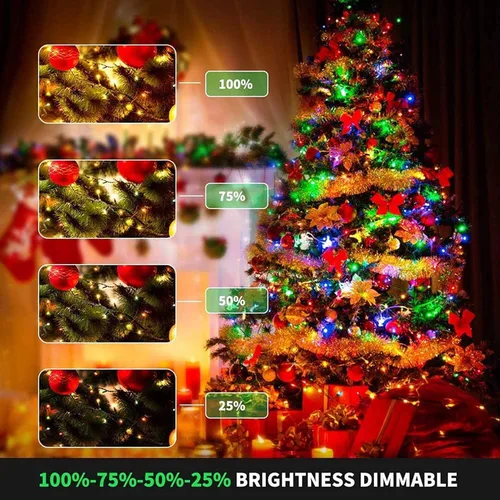 Vista 7 de XUNXMAS Luces de Navidad con 300 luces LED de 108 pies que cambian de color con blanco cálido y multicolor, 11 modos, impermeable, conectable, tira