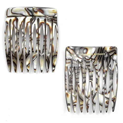 Vista 2 de Camila Paris CP2332 - Peine lateral de pelo francés ónix, 4 piezas, hecho a mano, pequeño, peines decorativos para el cabello estilo francés, pinzas