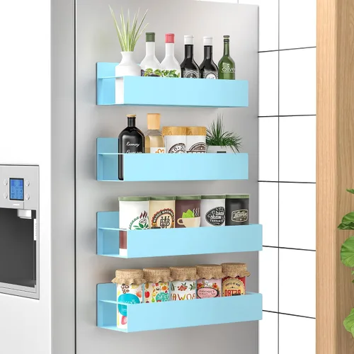 Vista 21 de HuggieGems Paquete de 6 organizadores magnéticos de almacenamiento de especias para refrigerador y horno, organizadores negros para nevera