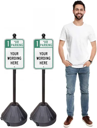 Vista 3 de Tip-and-Roll Portable Sign Pole II, 1-Pack (48" tall, Black Base, Includes Custom Printed Signage)