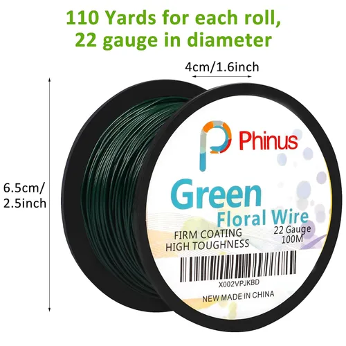 Vista 2 de Alambre floral, 110 yardas de calibre 22, alambres verdes para floristería, cables flexibles de alambre verde para manualidades, coronas de Navidad