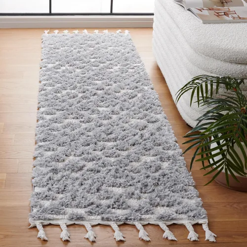 Vista 49 de SAFAVIEH Alfombra marroquí con borlas, 2 x 3 pies, marfil y marrón, no desprende pelusa y fácil de limpiar, textura alta y baja, ideal