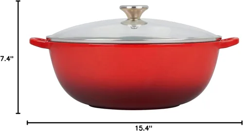 Vista 6 de Le Creuset Horno de chef de hierro fundido esmaltado con tapa de vidrio, 7.5 cuartos de galón., Cerise