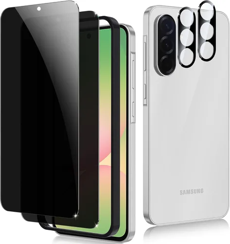 Vista 10 de [Paquete de 2+2] Protector de pantalla de privacidad para Samsung Galaxy A03S/A02S con protector de lente de cámara, protector de pantalla antiespía