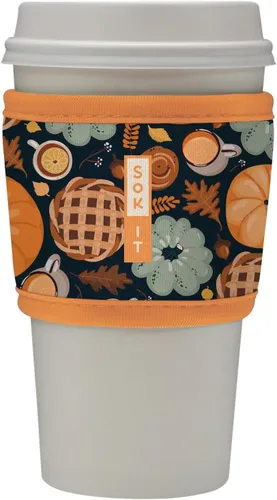 Vista 117 de Sok It HotSok Coffee & Tea - Funda de neopreno con aislamiento reutilizable (floral abstracto)