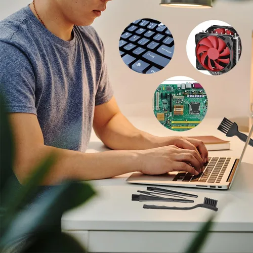 Vista 4 de ELANE 6 cepillos de limpieza pequeños para espacios reducidos, cepillos para limpiar cepillos para electrónica, cepillo para limpiar objetos pequeños