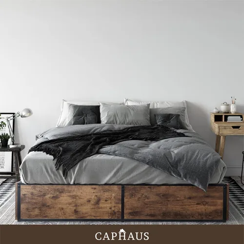 Vista 3 de CAPHAUS Base de cama de almacenamiento de metal industrial con 4 cajones, base de cama con plataforma que ahorra espacio, base de colchón