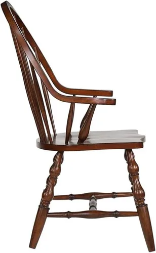 Vista 5 de Sunset Trading Andrews Windsor Silla de comedor con brazos Castaño envejecido