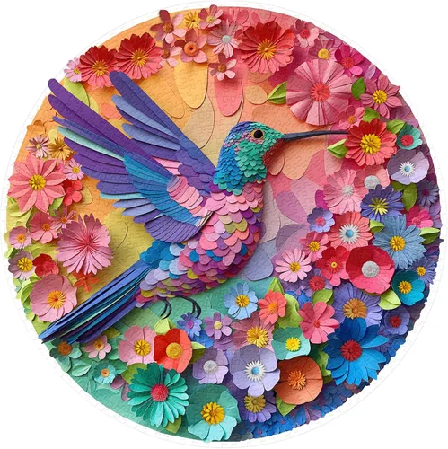 Vista 14 de Rompecabezas de 1000 piezas para la familia de pájaros lindos para adultos, coloridos pájaros con sombreros y bufandas, rompecabezas de animales