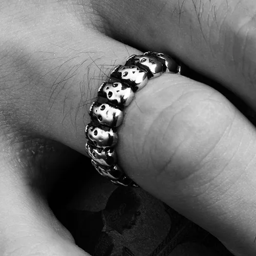 Vista 5 de Jude Jewelers Anillo de motociclista gótico de acero inoxidable de 0.236 in