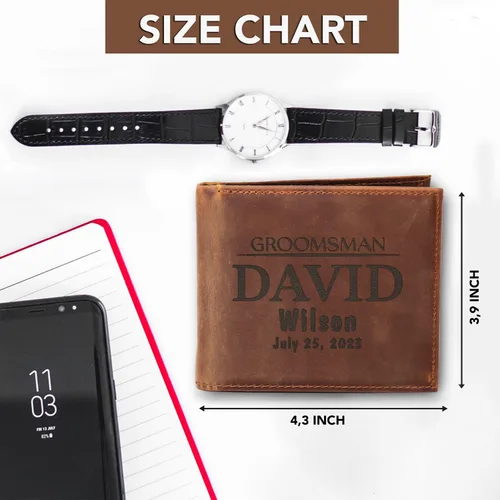 Vista 9 de Regalos personalizados para padrinos de boda, carteras personalizadas para hombres, regalos de padrino de boda para boda, carteras de cuero