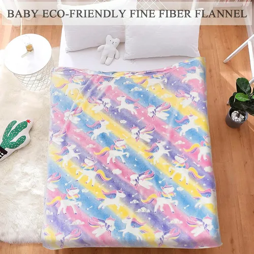 Vista 3 de Manta de unicornio que brilla en la oscuridad para niñas, regalos de unicornios, juguetes para niñas, manta suave para edades de 2, 3, 4, 5, 6, 7