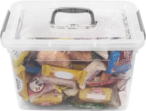 Vista 4 de Caja de almacenamiento de plástico transparente de 10 L, caja de cierre de almacenamiento de 6 unidades Contenedores de plástico con tapa y asa