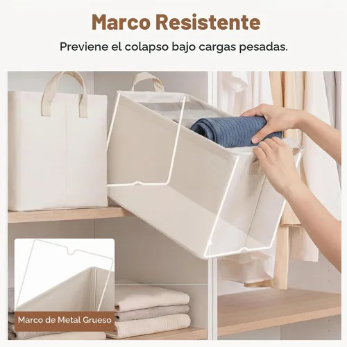 Vista 3 de StorageWorks Contenedores de almacenamiento para armario, cestas de almacenamiento para estantes, organizadores de armario y contenedores de Beige