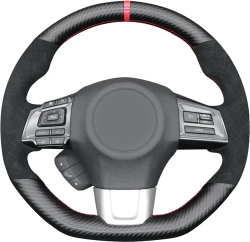 Vista 32 de MEWANT Funda de volante de automóvil transpirable cosida a mano para Subaru WRX 2015-2021 / WRX STI 2015-2021, accesorios para volante Subaru WRX