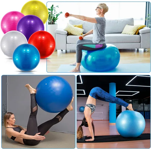 Vista 6 de Jexine Pelota de yoga, pelota de ejercicio de PVC, estabilidad, equilibrio, silla de bola de yoga, bomba rápida para entrenamiento físico, embarazo