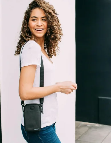 Vista 5 de Agoz Bolso cruzado para teléfono celular cartera con correa de hombro para Apple iPhone Negro