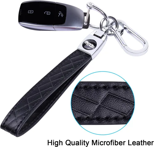Vista 2 de Wisdompro Llavero de Cuero de Microfibra para Automóvil, Llavero Universal de Llave Fob Portallaves de Cuero con 3 Llaveros y 1 Destornillador