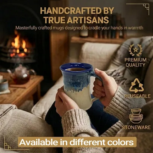 Vista 3 de Clay in Motion Taza grande (Cobalt Canyon)