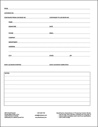 Vista 2 de bookfactory cliente libro registro Log/Diario/Cuaderno de bitácora – 120 Página, 8.5"x11," Negro Hardbound (xlog-120 – 7 cs-a-l-black