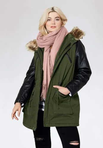Vista 3 de ellos Chaqueta tipo parka acolchada de piel sintética para mujer, talla grande