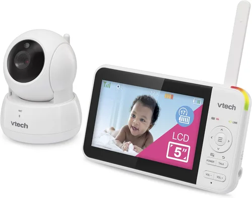Vista 12 de VTech Monitor de bebé sin WiFi, pantalla de 5 pulgadas y zoom panorámico remoto para recién nacidos, a prueba de piratas, batería de 17 horas, rango