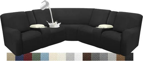 Vista 64 de Fundas impermeables de sofá reclinable modular para sofás reclinables, lavable en forma de L, para perros, fundas elásticas para sofá reclinable