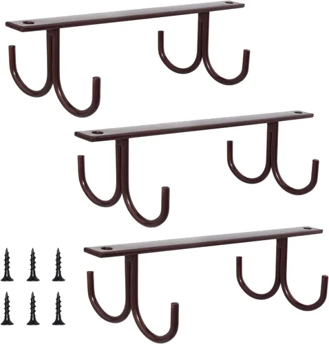 Vista 9 de MOCOUM Estante organizador rústico para tazas debajo del gabinete, soporte para tazas debajo del estante, ganchos colgantes para tazas, tazas