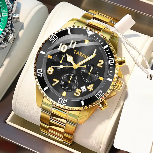 Vista 9 de Taxau Business Quartz Men's Watch Stainless Steel Waterproof Simple Watches for Men Large Face Easy Read Date Dress Watch with Battery for Gift