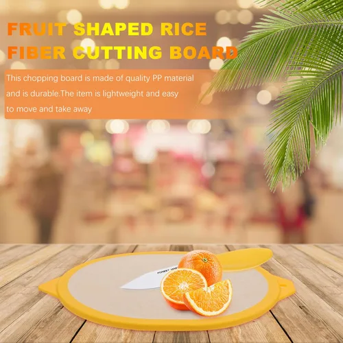 Vista 2 de Cabilock Tabla de cortar de plástico para cortar frutas y cortar servir con forma de limón lindo corte para cocina casera tabla de cortar limón