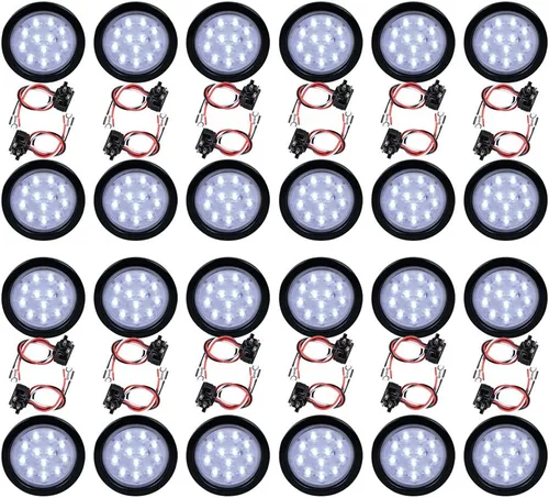 Vista 23 de Kit de tapones de cableado con cubierta de hule para luz trasera LED redonda de 4", 12 ledes, para RV, camioneta