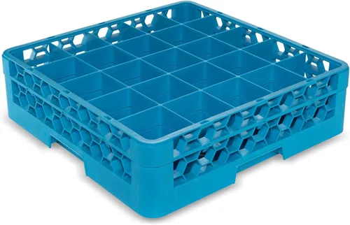 Vista 16 de Carlisle FoodService Products OptiClean Estante de Plástico con 25 Compartimentos para Vasos Divididos, Azul, 8.72