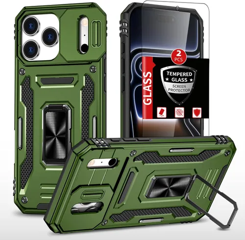 Vista 9 de Funda para iPhone 12 Pro Max con 2 protectores de pantalla, cubierta deslizante integrada para cámara para 12Pro Max, funda para teléfono