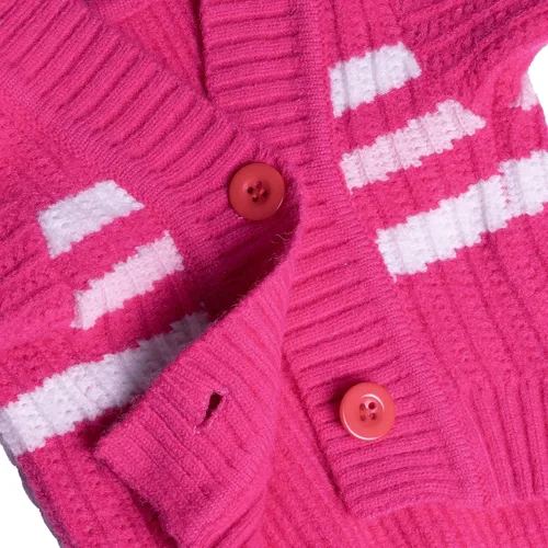 Vista 5 de CuteBone - Suéter de punto a rayas para perros, ropa de invierno de punto rosa para perros pequeños, gatos, niño, niña, atuendo para mascotas