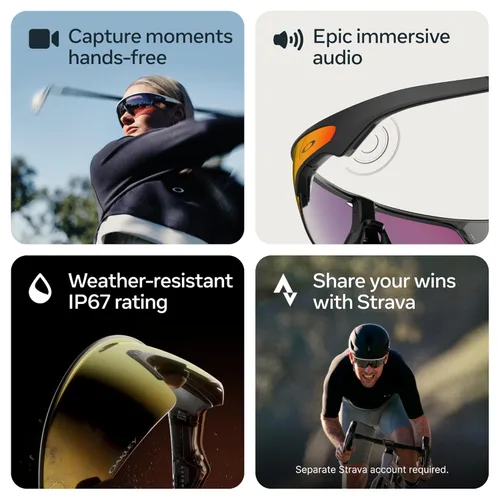 Vista 5 de Oakley Meta Vanguard with Meta AI, Audio, Photo, Video Compatibility - White, Prizm™ Sapphire
