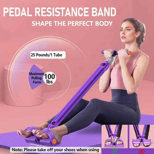 Vista 7 de 2026 Upgrade Foot Pedal Resistance Band, Adjustable 4-Tube Pedal Ankle Puller Resistance Band with Handle, Multifunction Home Gym Equipment, Stirrup