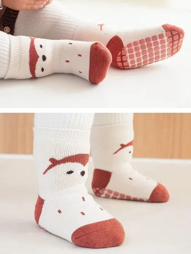 Vista 6 de Calcetines antideslizantes para bebés y niños pequeños, cálidos, gruesos, antideslizantes, calcetines para niñas y niños, recién nacidos, 5 pares