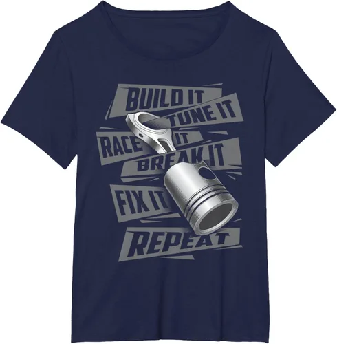 Vista 21 de Build It Tune It Race It Break It - Camiseta para entusiastas de los coches de carreras, talla S Negro
