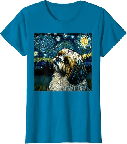Vista 96 de Camiseta Surrealism Starry Night Shih Tzu Dog