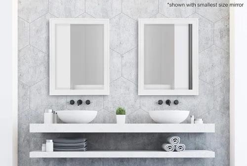 Vista 5 de DesignOvation Bosc - Espejo de pared rectangular decorativo enmarcado, 22 x 28 pulgadas, blanco, espejo de tocador rectangular de transición