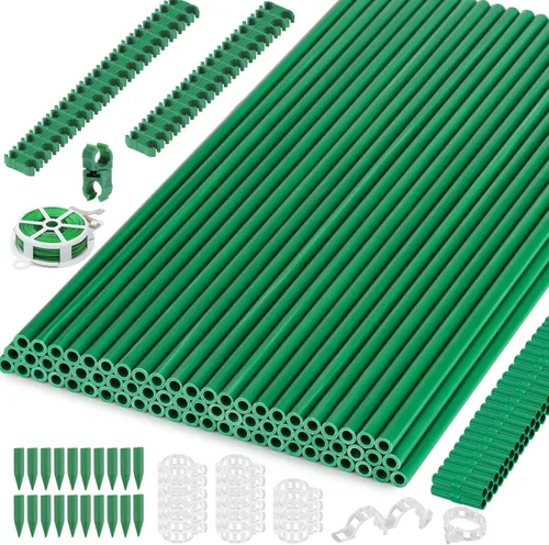 Vista 9 de Cludoo Juego de 94 estacas de jardín con 30 juegos de estacas de fibra de vidrio, soportes y accesorios, estacas de tomate de 4 pies, 5 pies, 6