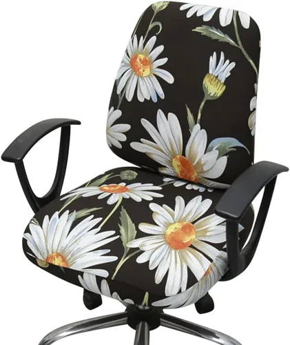 Vista 6 de VIOKKO Funda elástica para silla de oficina, fundas de asiento para silla de escritorio, antipolvo, universal, divididas de 2 piezas, giratorias