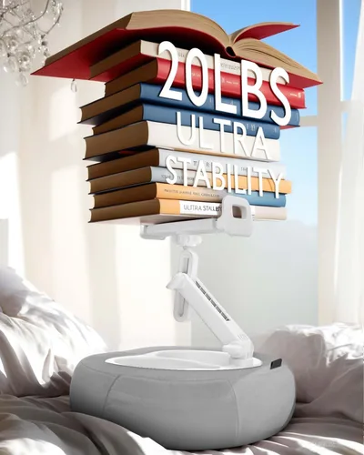Vista 6 de Soporte de almohada para tableta, compatible con Kindle de 4.7 a 12.9 pulgadas, iPad, teléfono/tableta, Google, soporte giratorio de 360° para cama