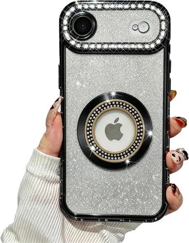 Vista 20 de Losin Funda magnética compatible con iPhone 15 Pro Max con purpurina compatible con MagSafe Funda de lujo con diamantes de imitación con logotipo