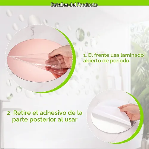 Vista 3 de 60 calcomanías de pared de espejo acrílico, calcomanías redondas adhesivas para el hogar, baño, dormitorio, espejo de oro rosa, papel tapiz