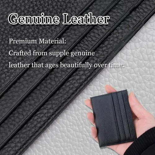 Vista 4 de Cartera Delgada para Tarjetas de Crédito Ultra Delgada Cartera Larga para Tarjetas Bolsillos con Cremallera Estuche para ID Cartera Pequeña Compacta