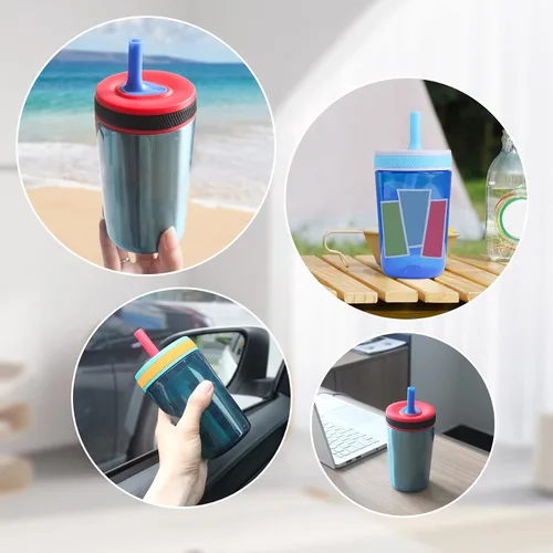 Vista 6 de Pajitas de repuesto y válvula de mordida compatible con botella de agua Zak Designs Kelso de 15 onzas (paquete de 4)