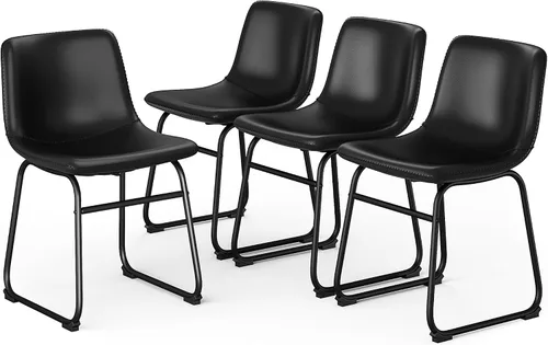 Vista 40 de YaFiti - Juego de 2 sillas de comedor de 18 pulgadas, sillas modernas tapizadas para comedor con cojines de piel sintética y patas de metal, silla